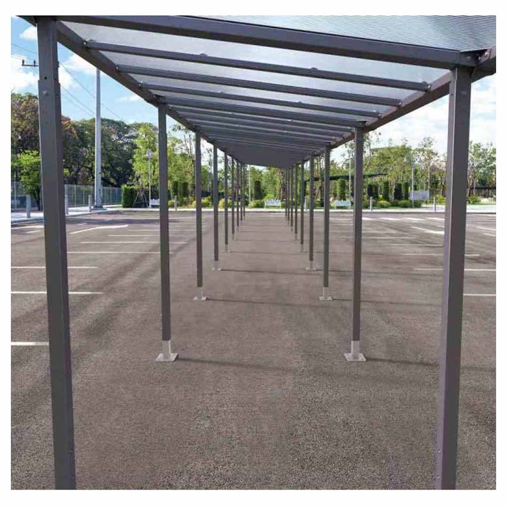 Väderskydd och gångtunnlar i stål och polykarbonat för offentlig miljö