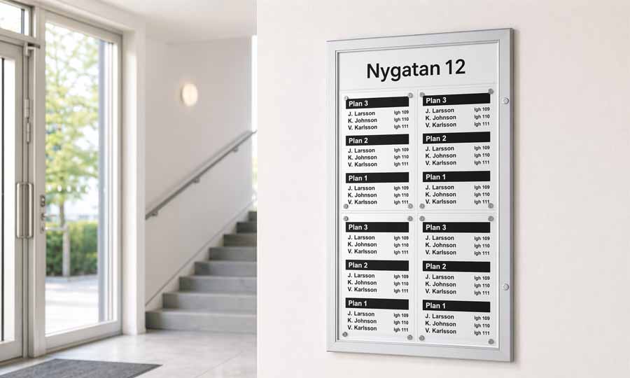 köpa våningsregister trapphustavla till trapphus